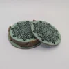 Coasters set - Wheel of Flowers - Cactus green - bronze finish - main