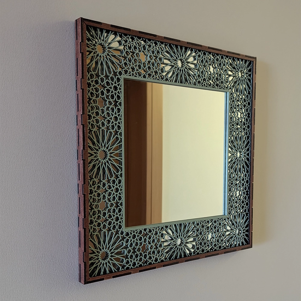Mirror decoration - Asanoha, Caoba/Mahogany