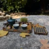 Cane weave style wooden tray and a set of 6 coasters